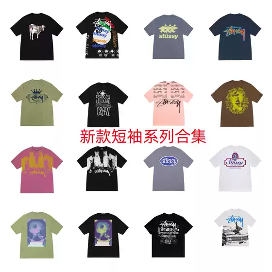[Three] American Trendy Brand Stu Short-Sleeved T-Shirt Black and White Collection Printed Short-Sleeved T-Shirt Casual Couple Men and Women Same Style