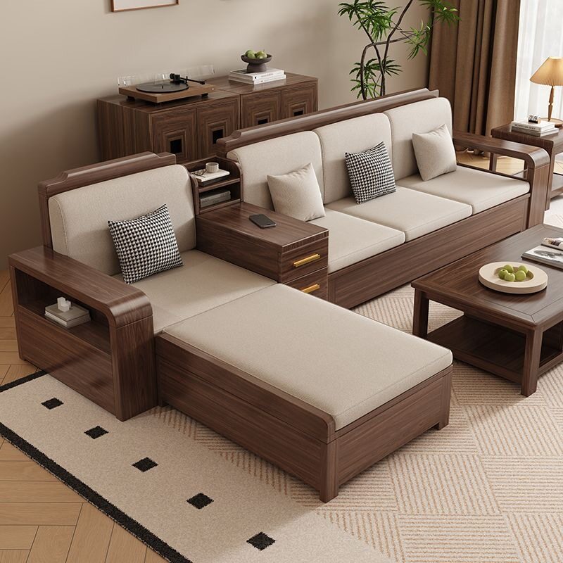 black walnut new Chinese solid wood sofa combination winter...