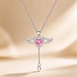 SL925 Серебряное сердце Купидона, Сердце Ангела, маленькие крылья, ожерелье, Подарок на День девочек для подруги, 520 на День Святого Валентина