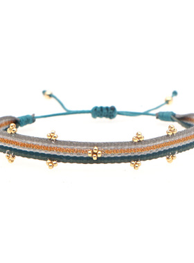 跨境南美手工编织叠戴手链女哥伦比亚民族风织带编织串珠米珠手绳