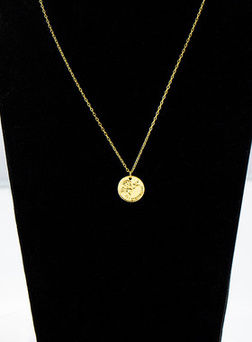 欧美复古小天使金币锁骨链铜镀18K金时尚优雅轻奢百搭小众级感