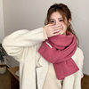 Wool pure scarf Japanese and Korean sweet solid color knitted shawl college style scarf TikTok live warm scarf