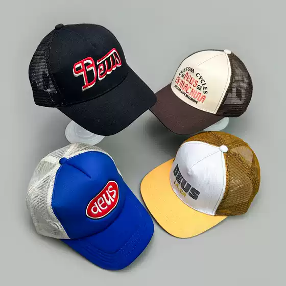 Spring and summer American retro printed DEUS letter baseball cap men's and women's street truck cap breathable sunshade outdoor wholesale