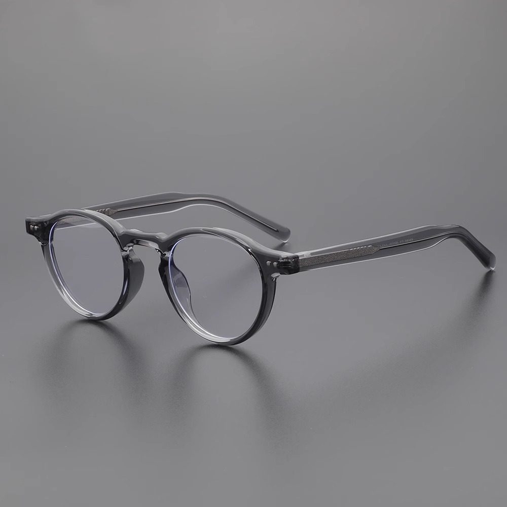Japanese Designer Eyeglass Frames European and American Trendy Retro Non-Prescription Round Acetate Eyeglass Frames Wholesale for Men and Women