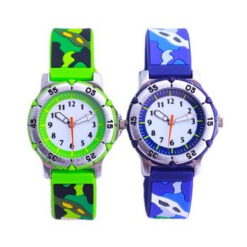 Military fan student quartz watch children's outdoor luminous pointer 3D camouflage watch cross-border e-commerce silicone watch
