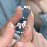 Time princess sweet bow ring женское кольцо с милым бантом 2025 новый нишевый дизайн, индивидуальное открытое кольцо ins wind