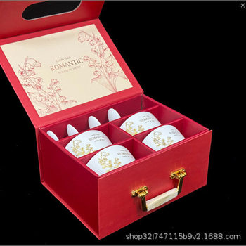 Youli Lily of the Valley Flower Brocade Box Bowl and Spoon Set 4/6 Bowl and Spoon Ceramic Bowl Tableware Set Gift Box Business Event Gift