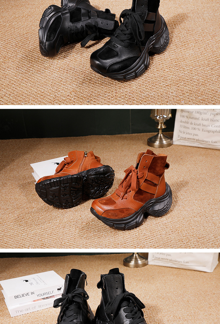 Boot nữ cổ thấp da bò thật dây kéo hông phong cách cổ điển — màu đen, màu nâu