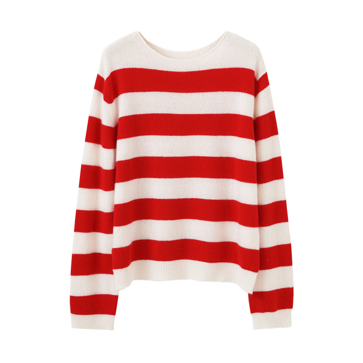 26早春新款羊毛撞色条纹针织衫新年绝美超好看的打底衫女毛衣上衣