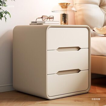Solid Wood Bedside Table Bedroom Cream Style Simple Modern High-End Small Three-Drawer Bedside Storage Storage Cabinet