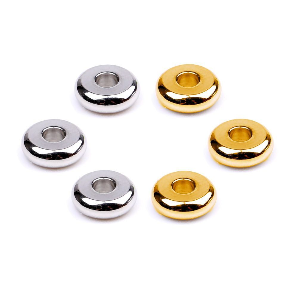 Spot Stainless Steel Wheel Beads Flat Tire Gold-Plated Spacer Beads Braided Rope Accessories Beads Multi-Specification Ready Stock