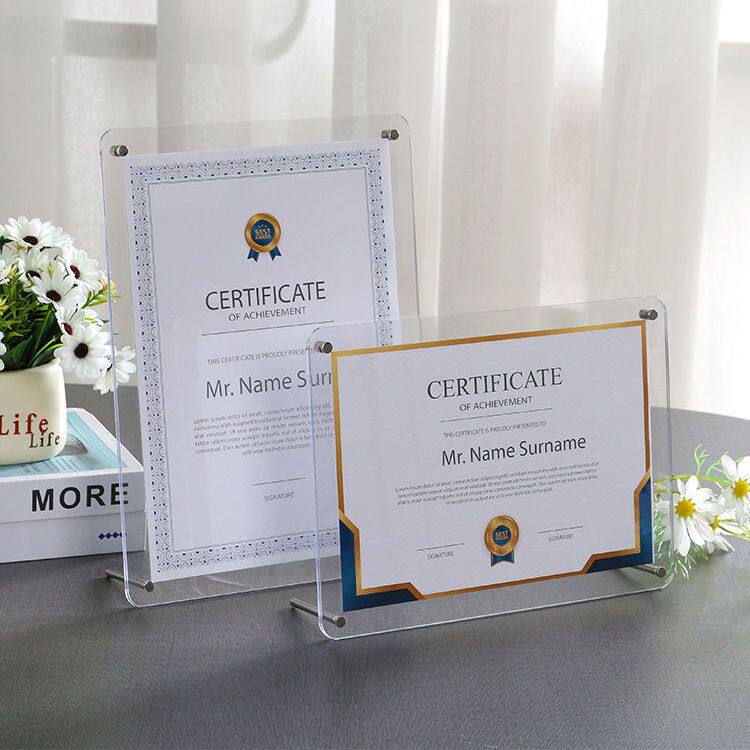 Acrylic Photo Frame Table A4 Certificate of Honor Certificate Frame Business License Frame 6inch 7inch Acrylic Authorization Plate