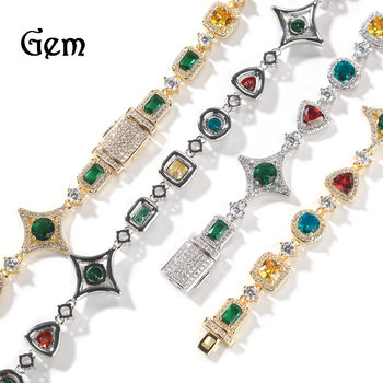 Gu Meng Vintage Light Luxury Colored Diamond Necklace Women's Summer New Niche Clavicle Chain Copper Inlaid Zircon High-grade Jewelry