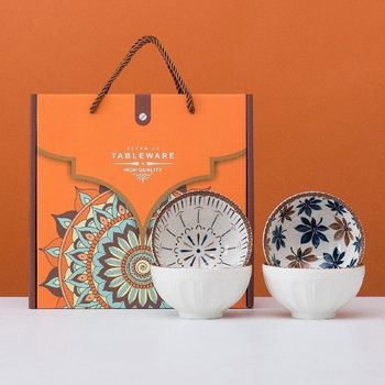 Gathering pottery bohemian woven rattan series company opening activities hand gift wholesale group purchase ceramic tableware