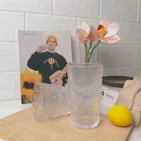 ins Japanese Glacier Pattern Glass Household Water Cup Tea Cup Whisky Wine Cup Frosted Coffee Cup Juice Cup