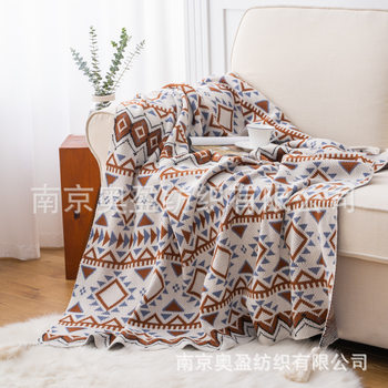 Bohemian Style Sofa Blanket Thickened Knitted Blanket Office Nap Air Conditioning Blanket B&B Bed Blanket Decorative Human Blanket