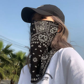 Riding Ear Sunscreen Outdoor Neck Protection Riding Face Towel Motorcycle Women's Neck Ice Silk Face Cover Veil Ear Hanging Neck Set