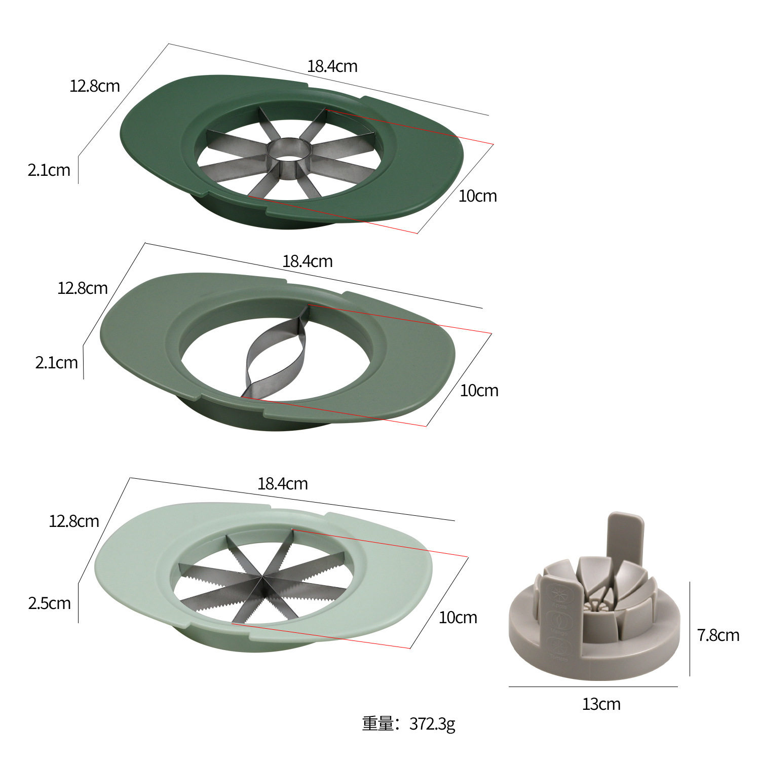 Factory Fruit and Vegetable Tools Plastic Handle Fruit Cut Three-piece Set Household Stainless Steel Multifunctional Fruit Cutter suit