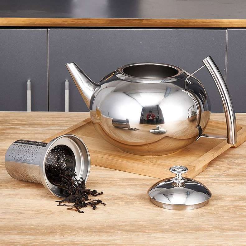 Stainless steel teapot with filter teapot filter flower teapot restaurant hotel kettle hotel induction cooker