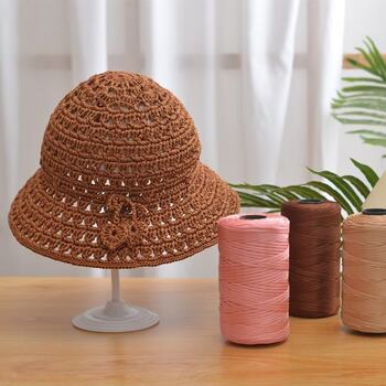 mercerized cotton flat ribbon line hollow line bright line crocheted hat cushion sun hat diy wool wholesale