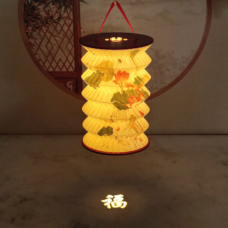 Creative Gifts Mid-Autumn Festival Satchel Lanterns Lantern Festival Spring Festival Projection Lanterns Foldableing Table Lamps Night Lights New Year Gifts