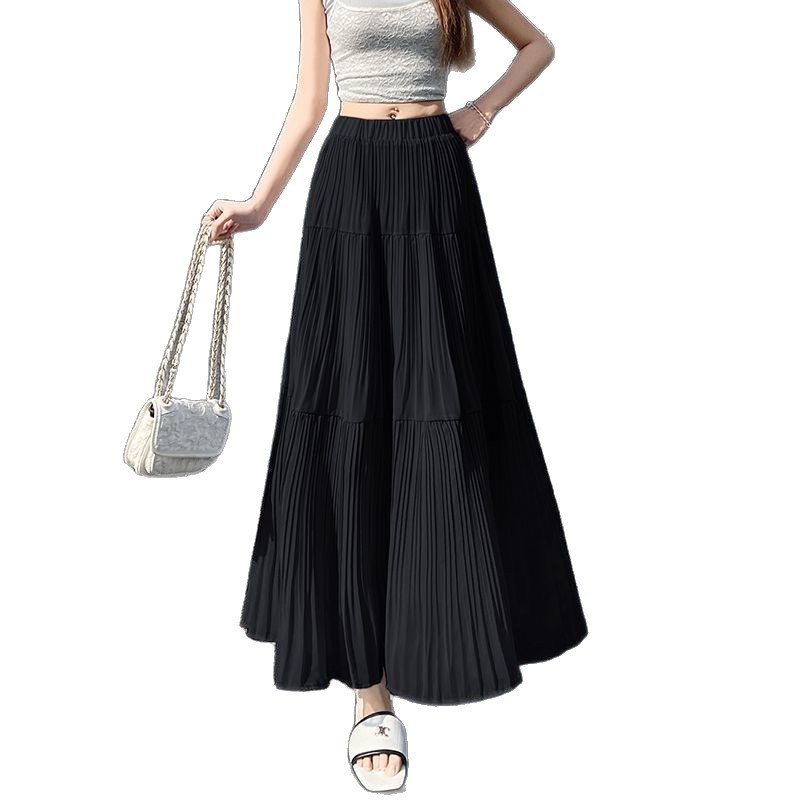 Purple Pleated Midi Skirt High Waist Flattering A Line Flowy Design Spring Summer Fashion Wholesale Available