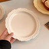 French High-End Ceramic Embossed Dinner Plate Ins Retro High-Value Plate Cute Cream Style Dessert Dinner Plate