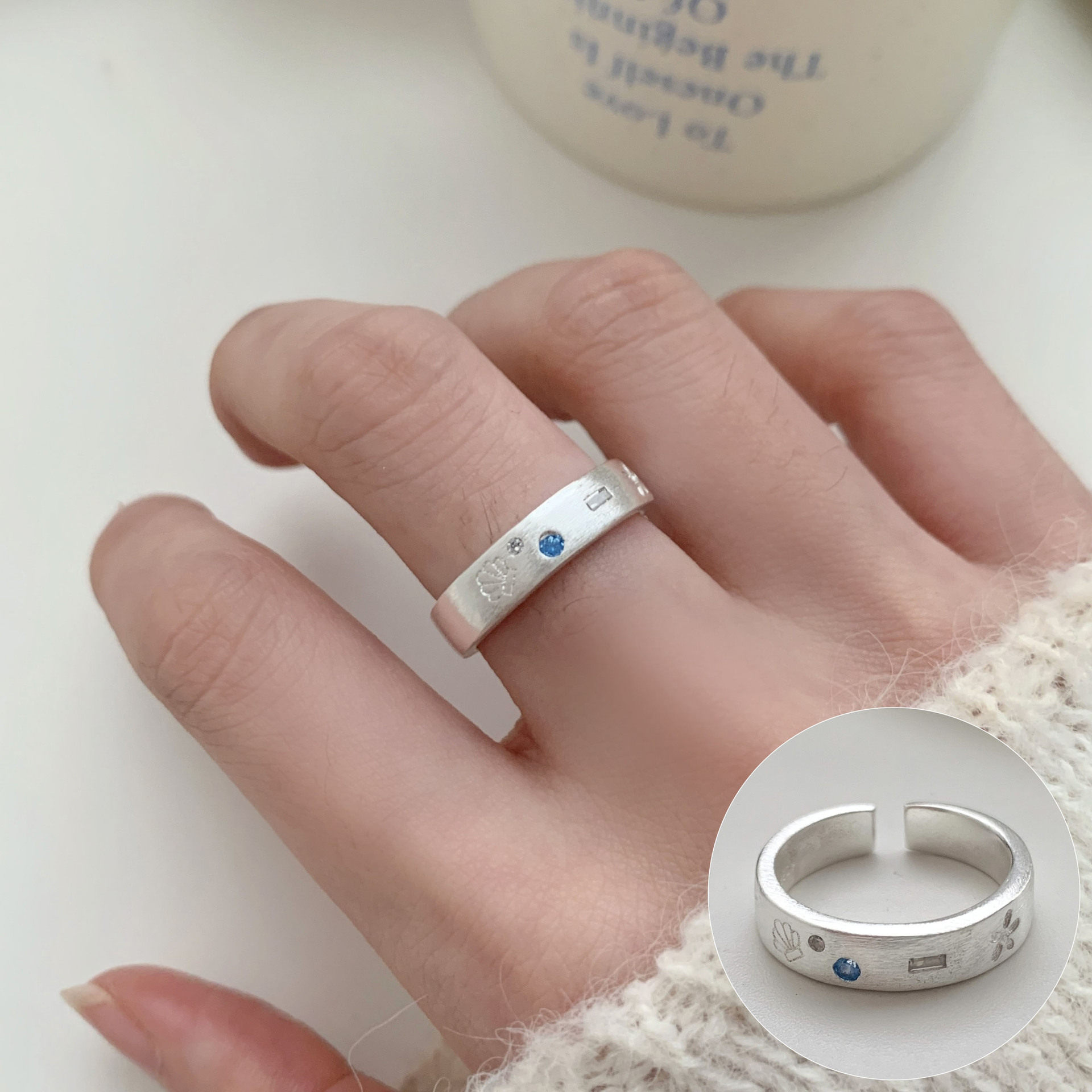 简约几何线条螺旋戒指女时尚设计感冷淡风开口指环旋涡环形食指戒