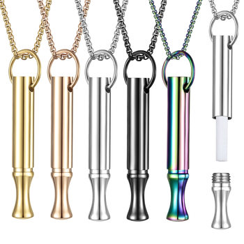 New Product in Stock Amazon Threaded Twist Meditation Mindfulness Pendant Necklace Titanium Steel Whistle to Adjust Breathing and Relieve Stress