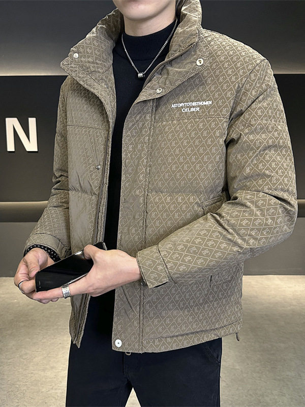 Men's Stand Collar down Jacket 2025 Winter New Men's Youth Fashion Casual Casual Plaid Warm Jacket
