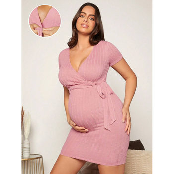 2026 New Cross-Border Dropshipping Pregnant Women's V Neck Short Dress Cross-Border Dropshipping