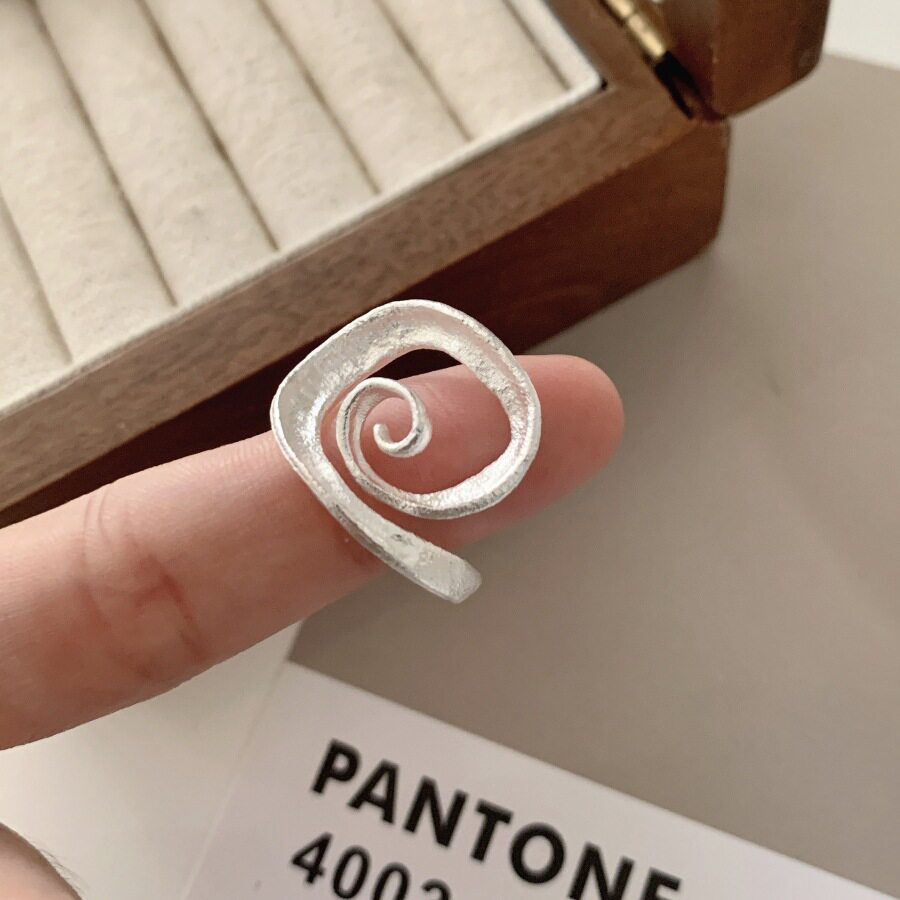 简约几何线条螺旋戒指女时尚设计感冷淡风开口指环旋涡环形食指戒