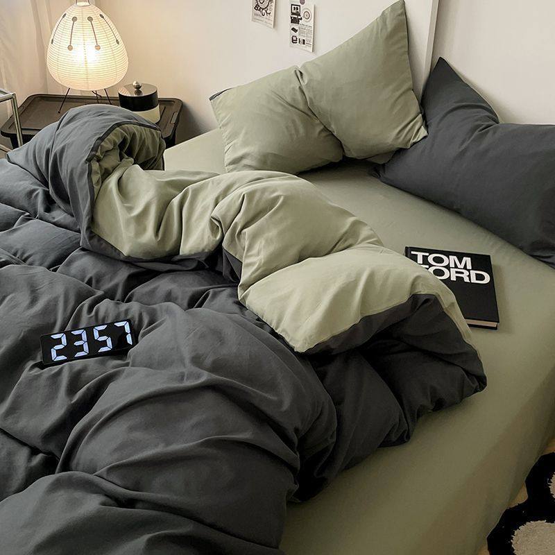 Soft and Skin-Friendly Quilt Cover, Four-Piece Bed Sheet Set, Three-Piece Student Dormitory Set, Portable Quilt Cover That Does Not Pill