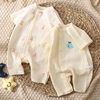 Ins Baby Summer Jumpsuit Short-sleeved Shorts Gauze Climbing Clothing Newborn Pure Cotton Breathable Cardigan Monk