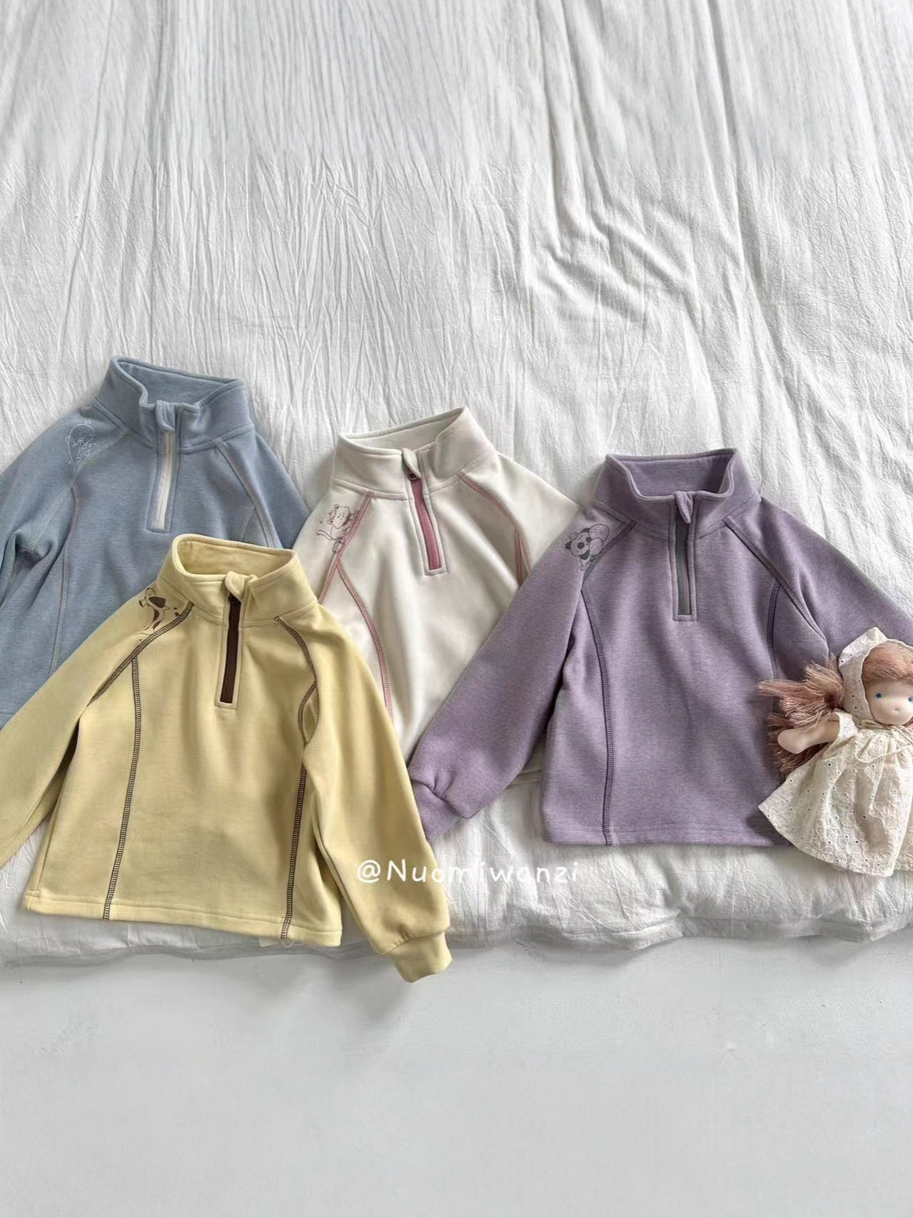 [in Stock] Glutinous Rice Ball Children's Clothing Autumn/Winter New Versatile Printed Comfortable Cute Stand Collar Warm Clothing