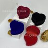 Heart-Shaped Flocking Box Ring Box Tilted Heart-Shaped Rose Flower Double Ring Slot Jewelry Box Red Flocking Packaging Box Jewelry