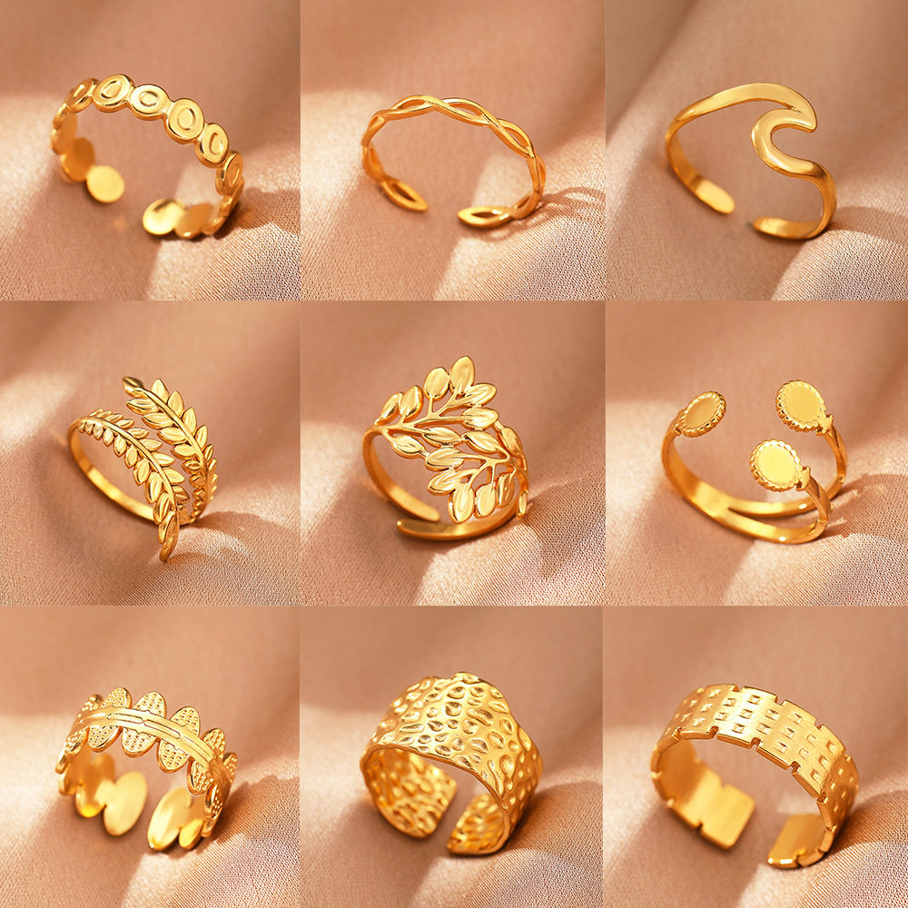 bohemian style stainless steel open ring women personality h...