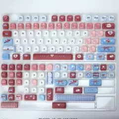 Strawberry aroma theme keycap 5-sided PBT sublimation MOA highly cute rounded keycap for mechanical keyboard