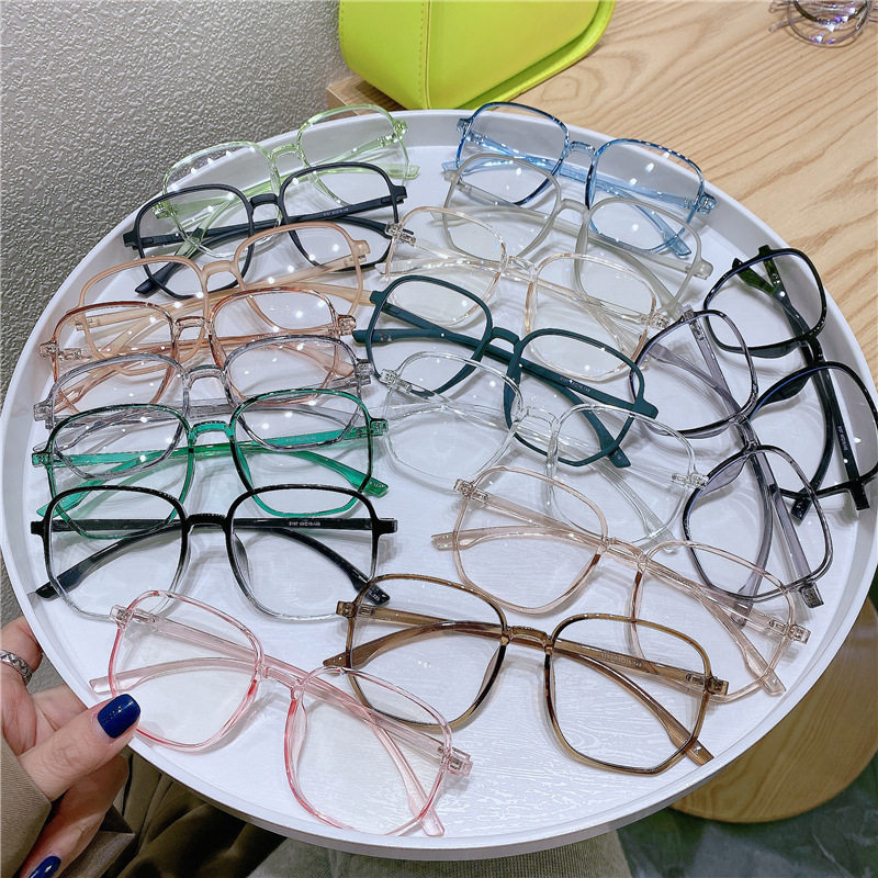 Internet celebrity glasses frame large frame glasses frame jelly color glasses frame retro large frame polygon 9157