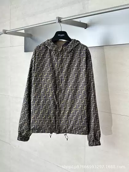 High Version Autumn and Winter New Reversible Jacket Autumn Jacquard Full Print Color-Blocking Hooded Jacket Fashion Trendy Versatile