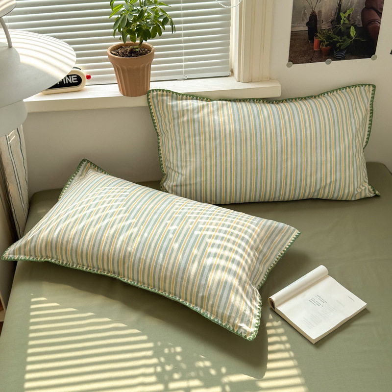 Shell-Edged Four-Piece Set, Brushed Pure Cotton Bedding, Bed Sheet, Duvet Cover, Quilt Cover, Fitted Sheet, Three-Piece Set for College Students