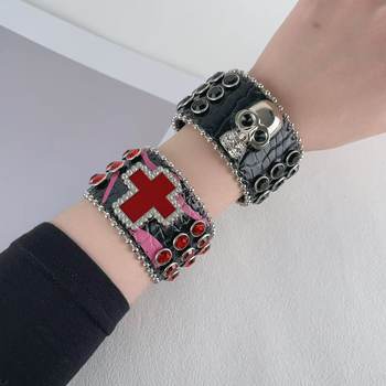 Punk Popular Y2K Rhinestone Rivet Bracelet Heavy Industry Stylish Exaggerated Type Bracelet High Quality Design Hand Jewelry