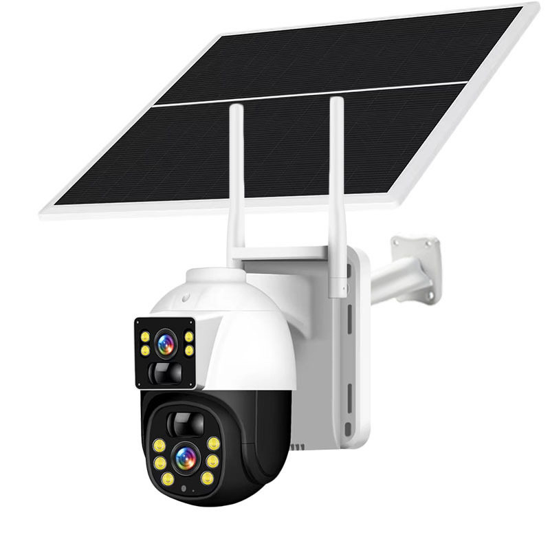 Outdoor solar surveillance camera night vision HD home wireless remote mobile phone monitor dual lens monitoring
