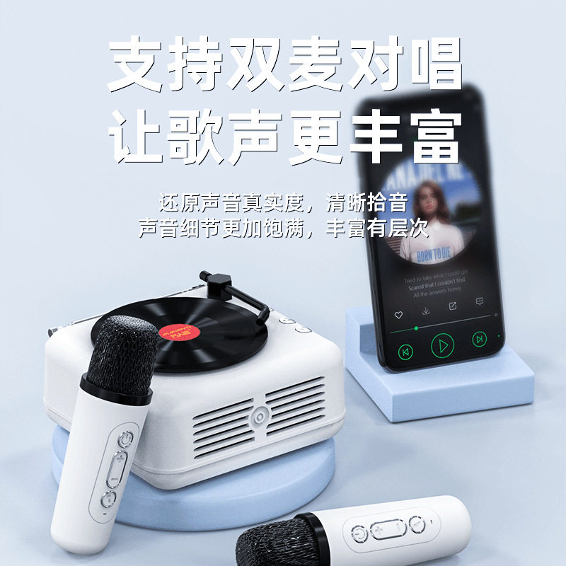 Factory direct retro vinyl record player Bluetooth speaker K song CD player mini small stereo radio small gifts