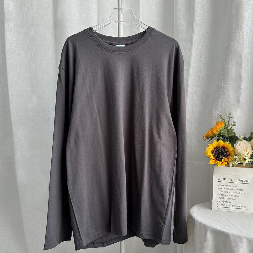 Womens Loose Fit Long Sleeve T Shirt Solid Color Round Neck 100 Cotton Spring Casual Wear Wholesale Available