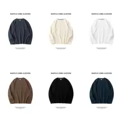 Waffle Long-Sleeved T-Shirt Men's American Loose T-Shirt Top Autumn Youth Pure Color Japanese Style Bottoming Shirt