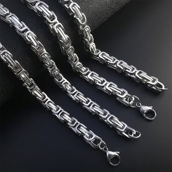 Cross-Border European and American Fashion Hip-Hop Non-Fading Stainless Steel Necklace Men's American-Style Necklace Titanium Steel Emperor Chain for Men