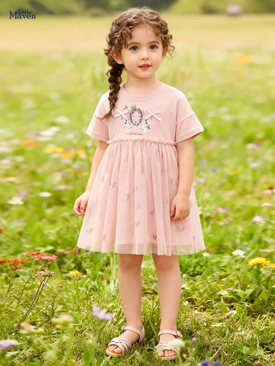 Girls' Tulle Skirt, Summer Short-sleeve Cute Dress, [Style] Princess Dress