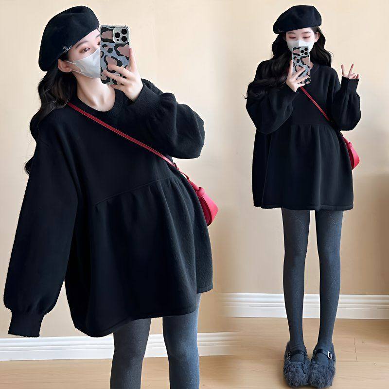 2025 New Autumn and Winter Clothing Korean Style Large Size Maternity Knitwear Women's Petite Knitwear Tops Women's Maternity Skirts