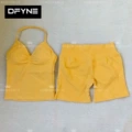 Violent yellow-v-neck vest + shorts